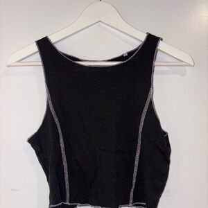 PacSun Black Crop Top with White Stitching